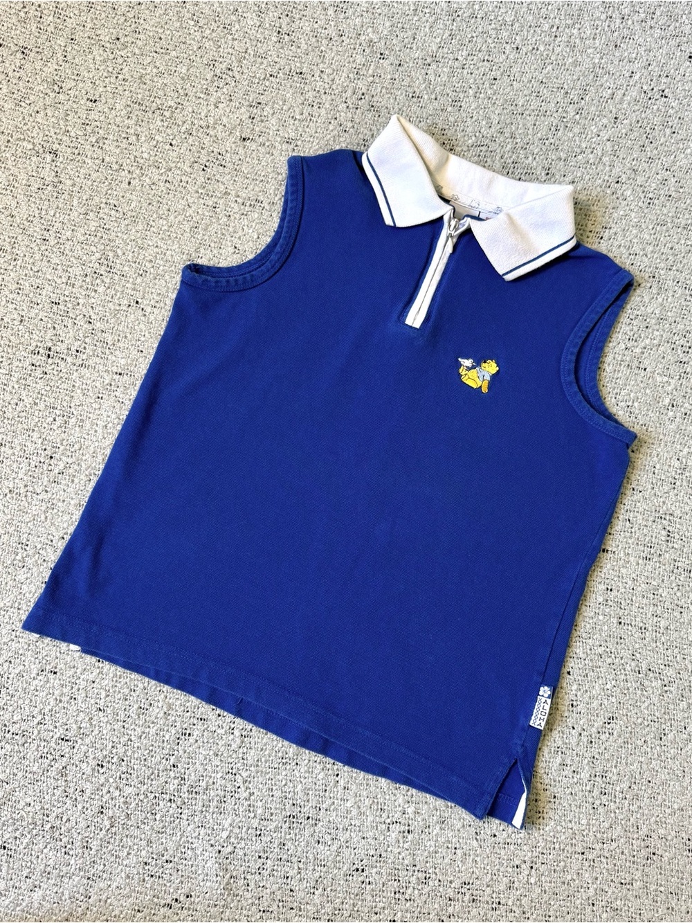 Vintage Disney Blue Sleeveless Polo Tank with White Collar Women’s S